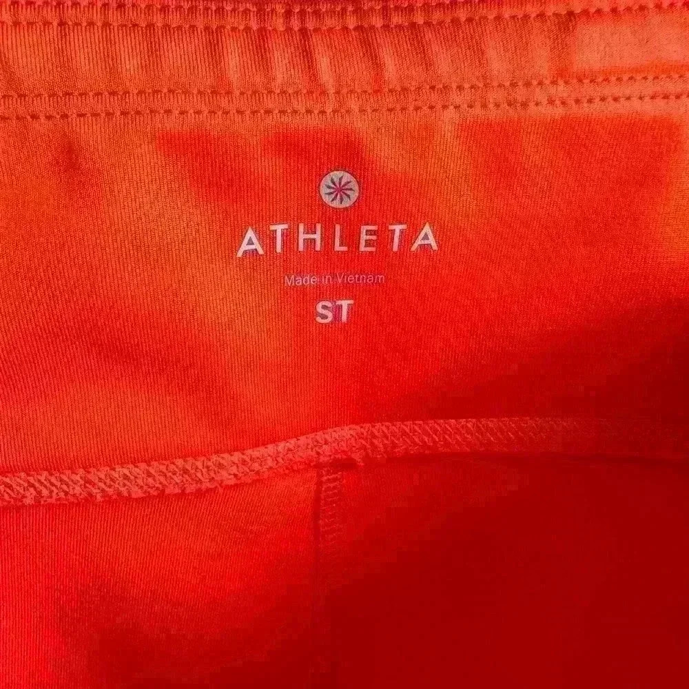 Athleta Neon Orange Capris Leggings with Zipper Pocket Size ST - Picture 3 of 4